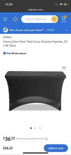 Iceberg iGear Fabric Table Cover, Polyester/Spandex, 24" x 48", Black