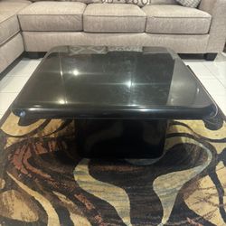 80s vintage black lacquered square coffee table