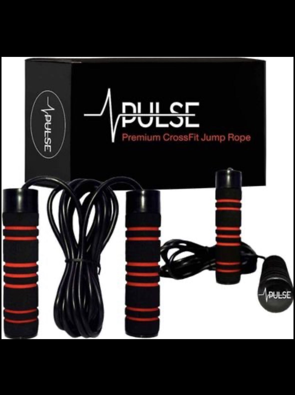 Weighted Jump Rope by Pulse with (1LB) Memory Foam Handles and Thick Speed Cable - For fitness