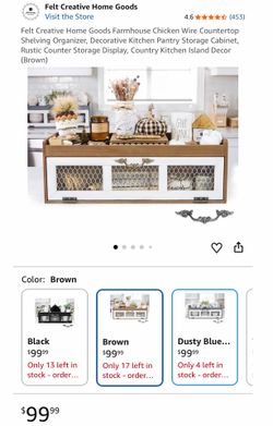 Felt Creative Home Goods Farmhouse Chicken Wire Countertop Shelving Organizer, Decorative Kitchen Pantry Storage Cabinet, Rustic Counter Storage Displ