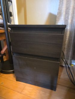 Black Nightstand with Two Drawers
