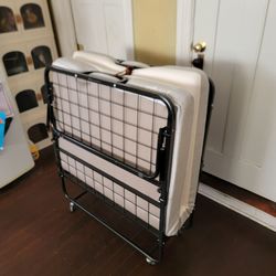Milliard Deluxe Diplomat Folding Bed With Memory Foam Twin Mattress With Strong Metal Fame on Wheels