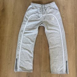 Medium Grey Track Pants w/ Side Stripe + Zippers (Y2K / Streetwear)