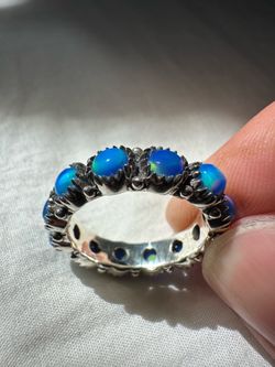 Size 8 - Opal infinity ring 925 sterling silver