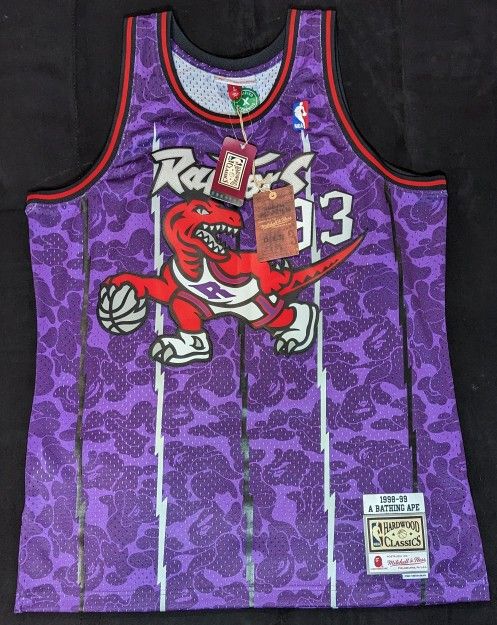 Bape X Mitchell & Ness Raptors Camo Basketball Swingman Jersey Size L