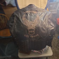 Harley Davidson Jacket,,real Buffalo Learger,zip Out Lineer