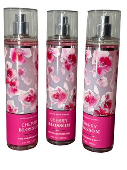 BATH & BODY WORKS Cherry Blossom Fine Fragrance Mist Body Spray - 3 Piece Set
