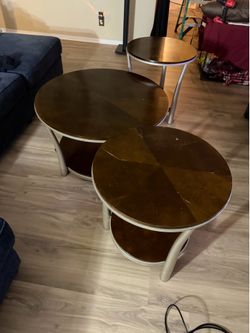 3 piece living room coffee table and two matching end tables