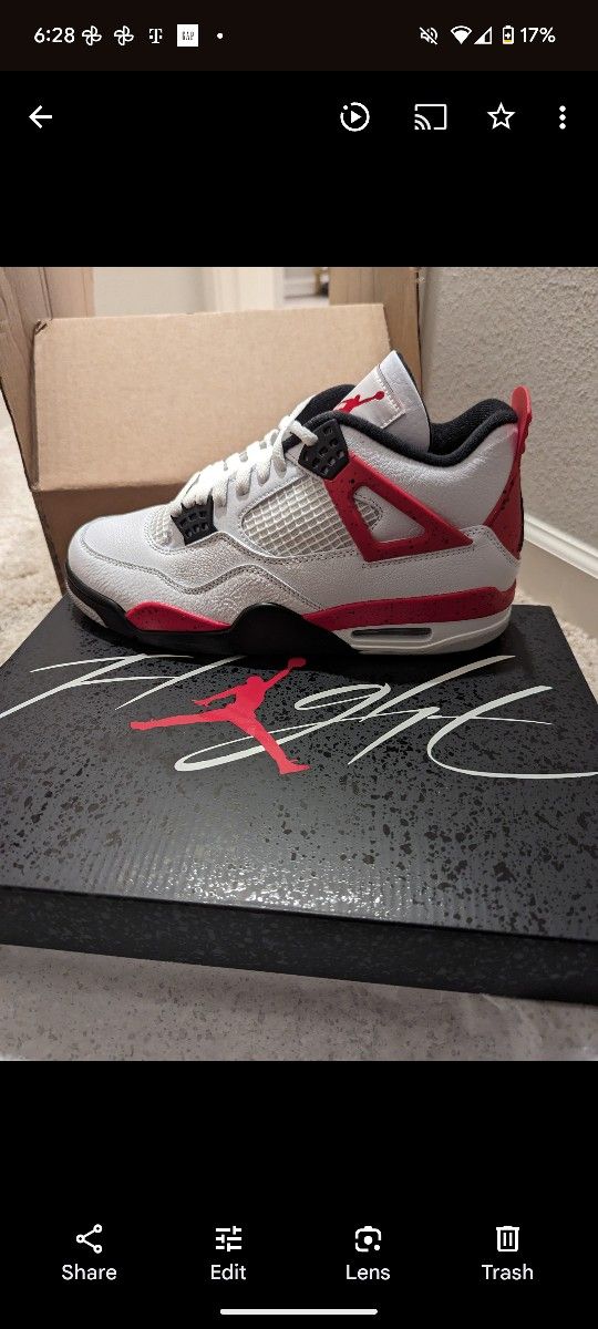 Jordan 4 Retro Red Cement Size 9 Brand New
