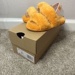 New Orange Fuzzy UGG Slip On- Size 9C