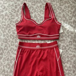 Alo Red Top and Leggings Set $55 **READ DESCRIPTION**