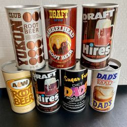 Vintage 1970’s Root Beer Cans. 