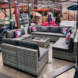 New 11 pcs Wicker Patio Furniture Sectional Sofa Set 