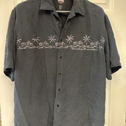 Harley Davidson, Men’s Palm Tree Shirt, Size L