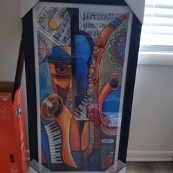 "Modern Jazz Musician Painting – Saxophone & Piano