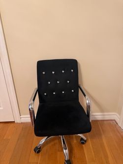 Black Velvet Office Chair with Crystal Tufting
