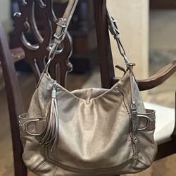 Cole Haan Metallic Gold Pebbled Leather Hobo Bag
