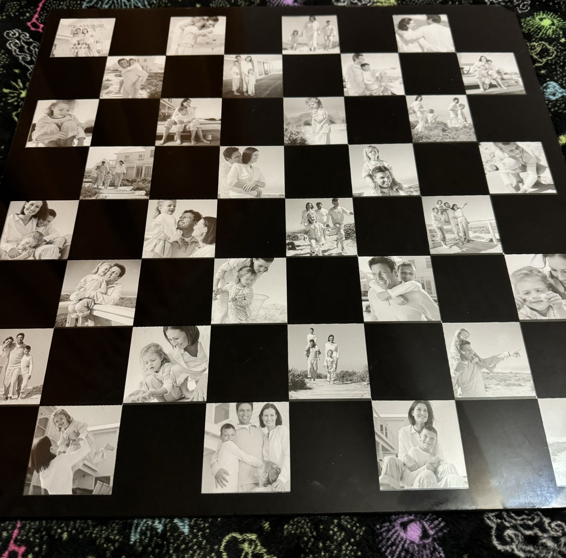 Custom Glass Chess Set Photo Customizable Chessboard Large Coffee Table Decor Personalized Centerpiece