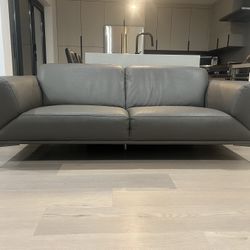 Gray Leather Sofa Couch