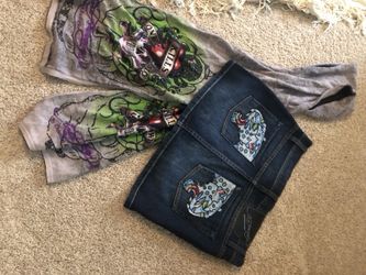 Ed Hardy skirt and scarf