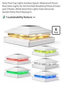 Solar Post Cap Lights Outdoor 6pack