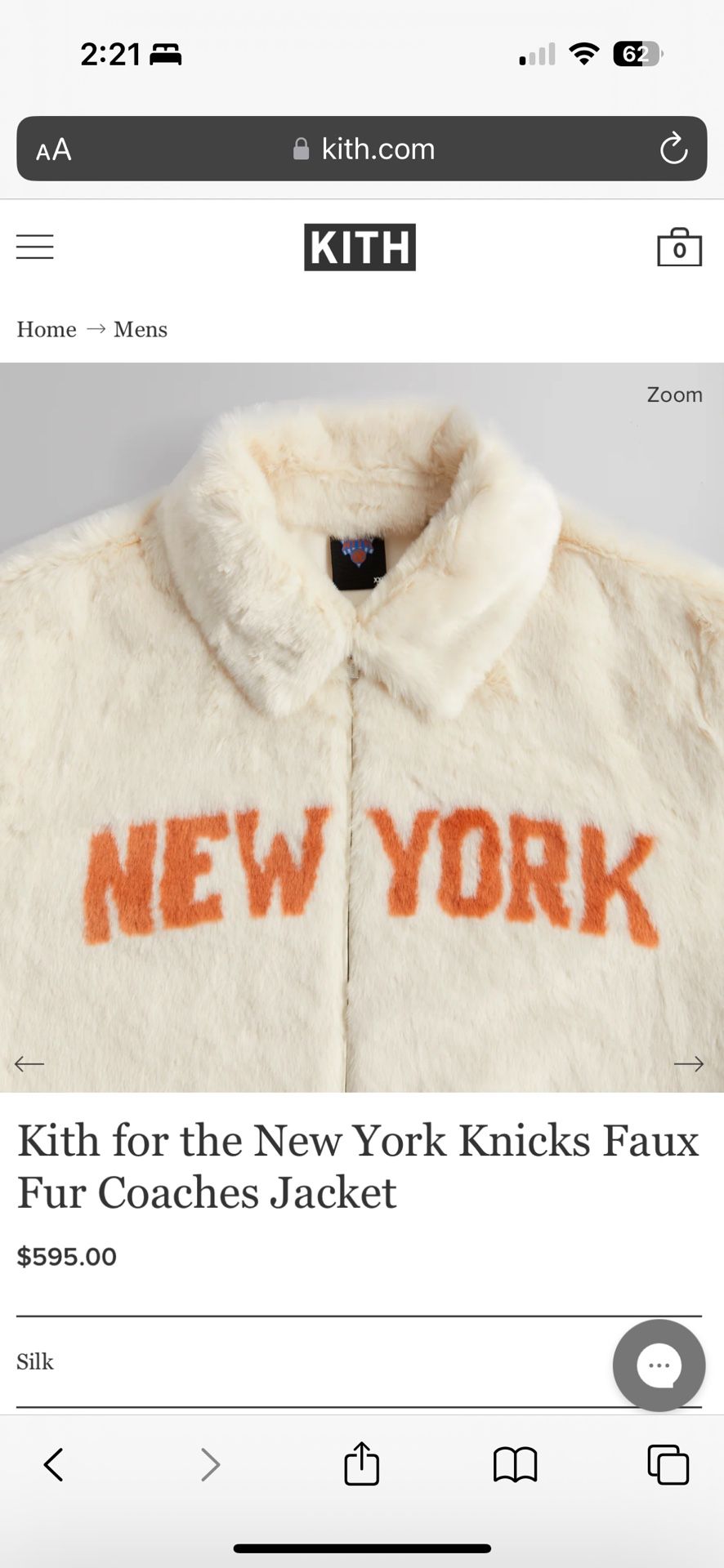 KITH For The New York Knicks Faux Fur Coaching Jacket