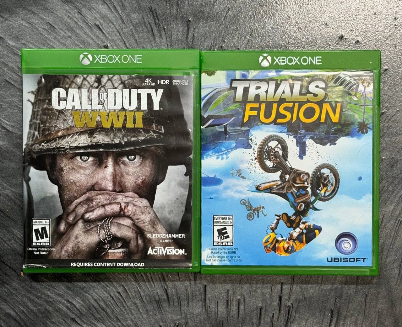 LOT OF 2 - Call of Duty: WWII and Trials Fusion for Xbox One.