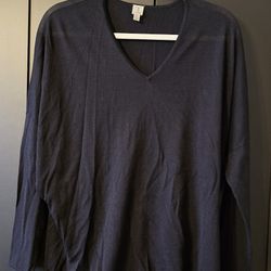 Tristan Navy Knit Top V Neck Long Sleeve Lightweight Size S