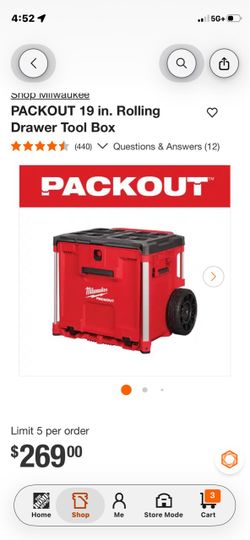 Milwaukee PACKOUT 19 in. Rolling Drawer Tool Box