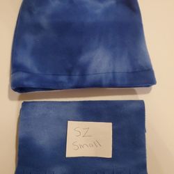 New Blue Tye Dye Fleece Beanie Hat/scarf Set Small sz Hand Crafted