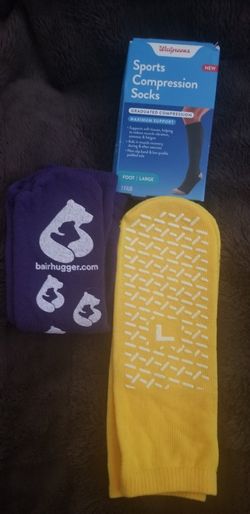 New- Size L Compression Socks & Warm Footies