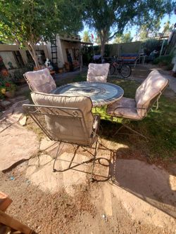 Five piece steel patio set