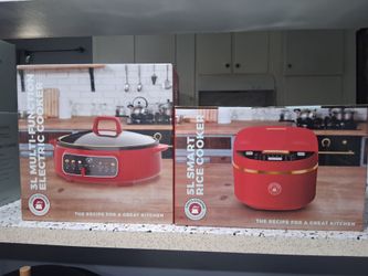 Brand New Chef's Counter Red Kitchen Appliance Set (3L Cooker & 5L Rice Cooker)