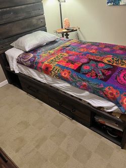 Twin bed with storage and light