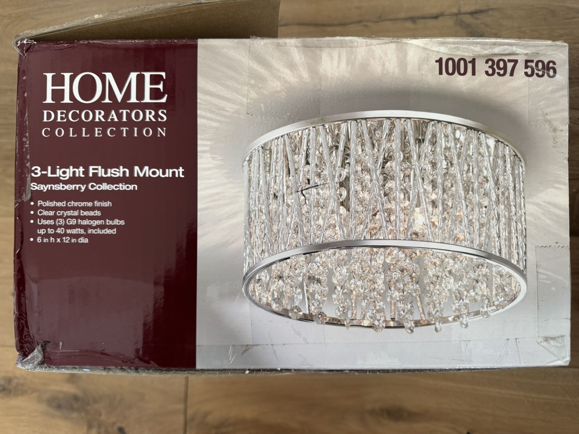 3 Light Flush Mount Crystal Fixture