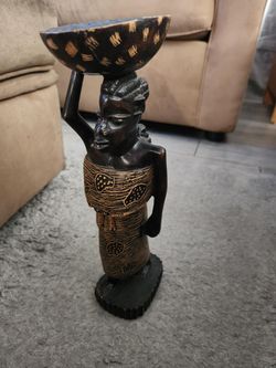 Hand-Carved African Wood Figure Statue