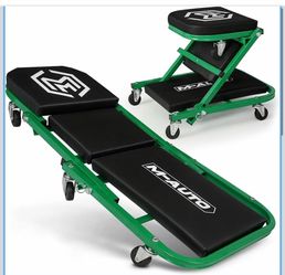 M-AUTO Foldable Z Creeper 2-in-1 Rolling Folding Car Creeper & Seat, 36" Adjustable Roller Garage Chair Lay Down or Sit, 330LBS Capacity Under Car Rol
