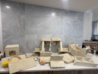 Large Beige Cat Wall Climbing Set / Cat Tree & Playground