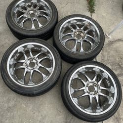 4 - 225/45r18 215/45r18 4x100 4x3.94 4x114.3 4x4.5 Chrome Honda Civic Fit Scion Xa Xb Ia Echo Mazda Miata Accord Versa Wheels Rims Tires!!!