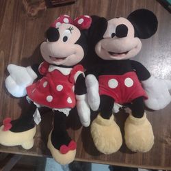 18" Disney Mickey And Minnie Mouse Plush Dolls