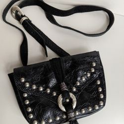 Small Leatherock Leather Studded Crossbody Purse