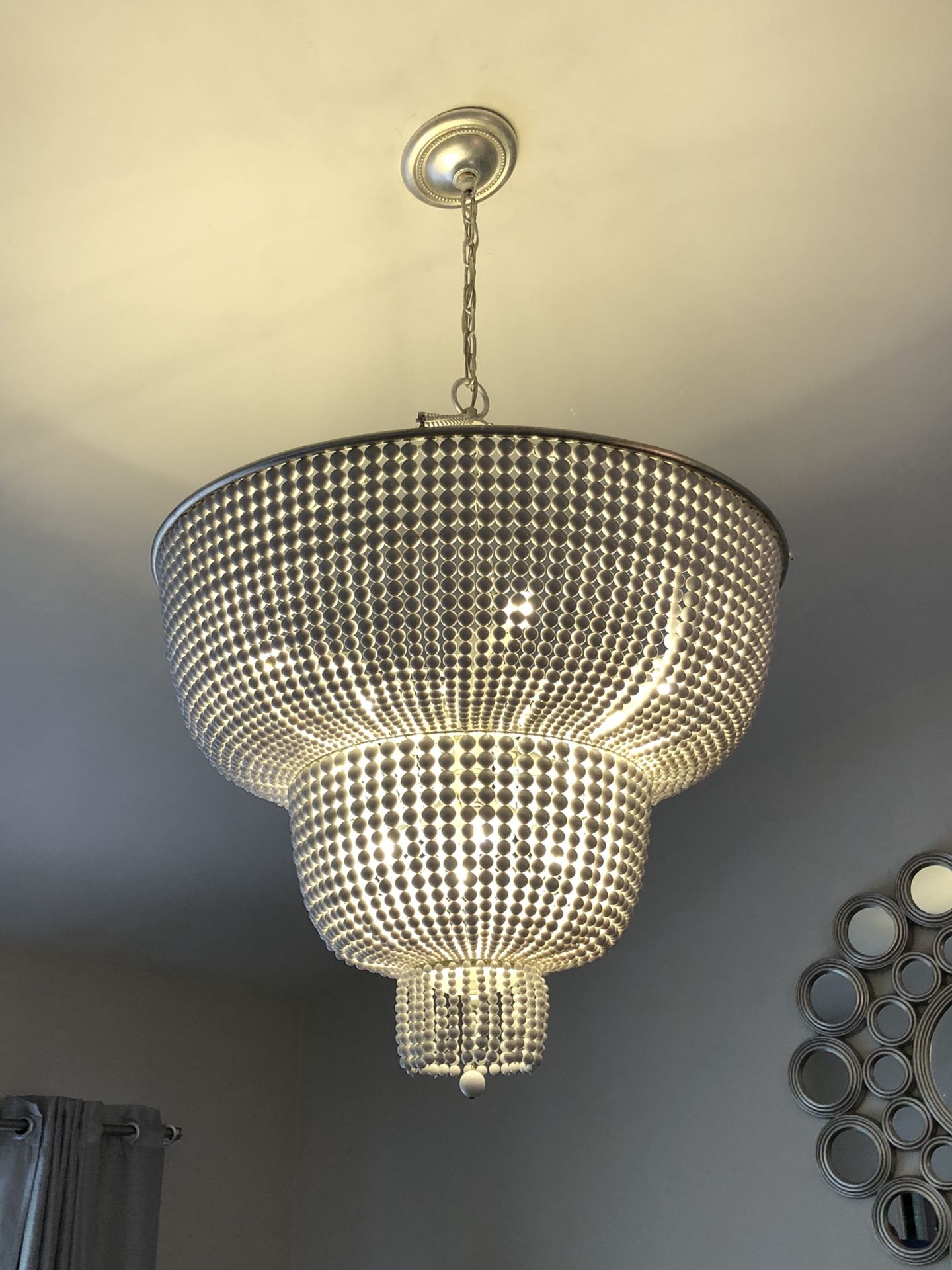 Aerin Jacqueline Large Chandelier (White Acrylic/Burnished Silver Leaf)