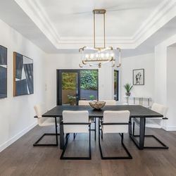 Set Of 6 Modern leather And metal Dining Chairs