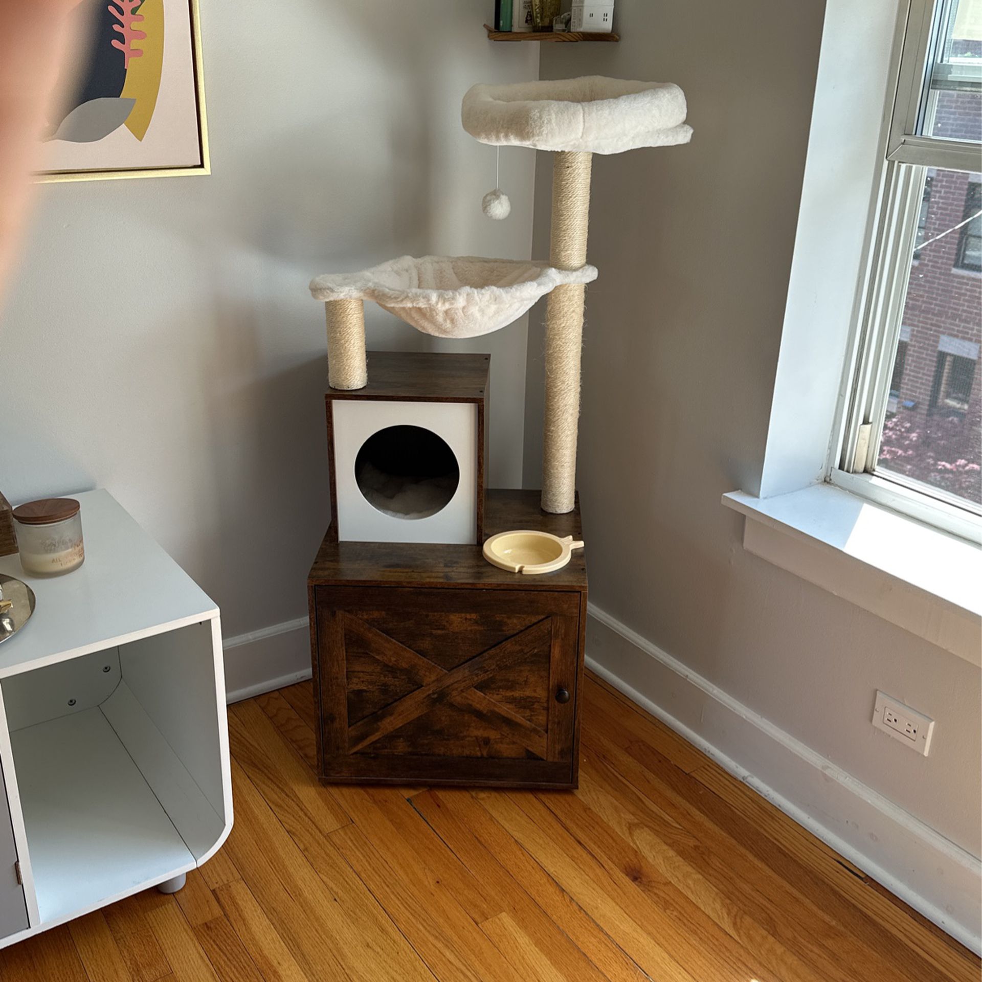 Like New Cat Tree With Hidden Litter Box Compartment - If Still Up, It’s Still Available!