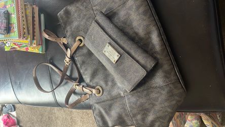 Michael Kors Brown Monogram leather Tote Bag