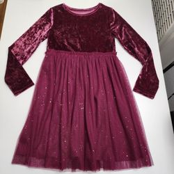 Girls Velour Purple Plum Glitter Tulle Valentine's Day Dress Size 10 NEW