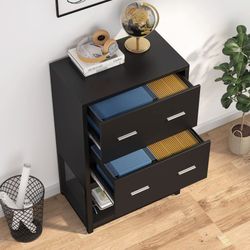 
New 2 Drawer Lateral File Cabinet Letter/Legal/A4 Size, Black