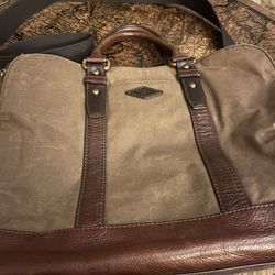 Vintage Style Fossil Canvas And Leather Messenger Bag