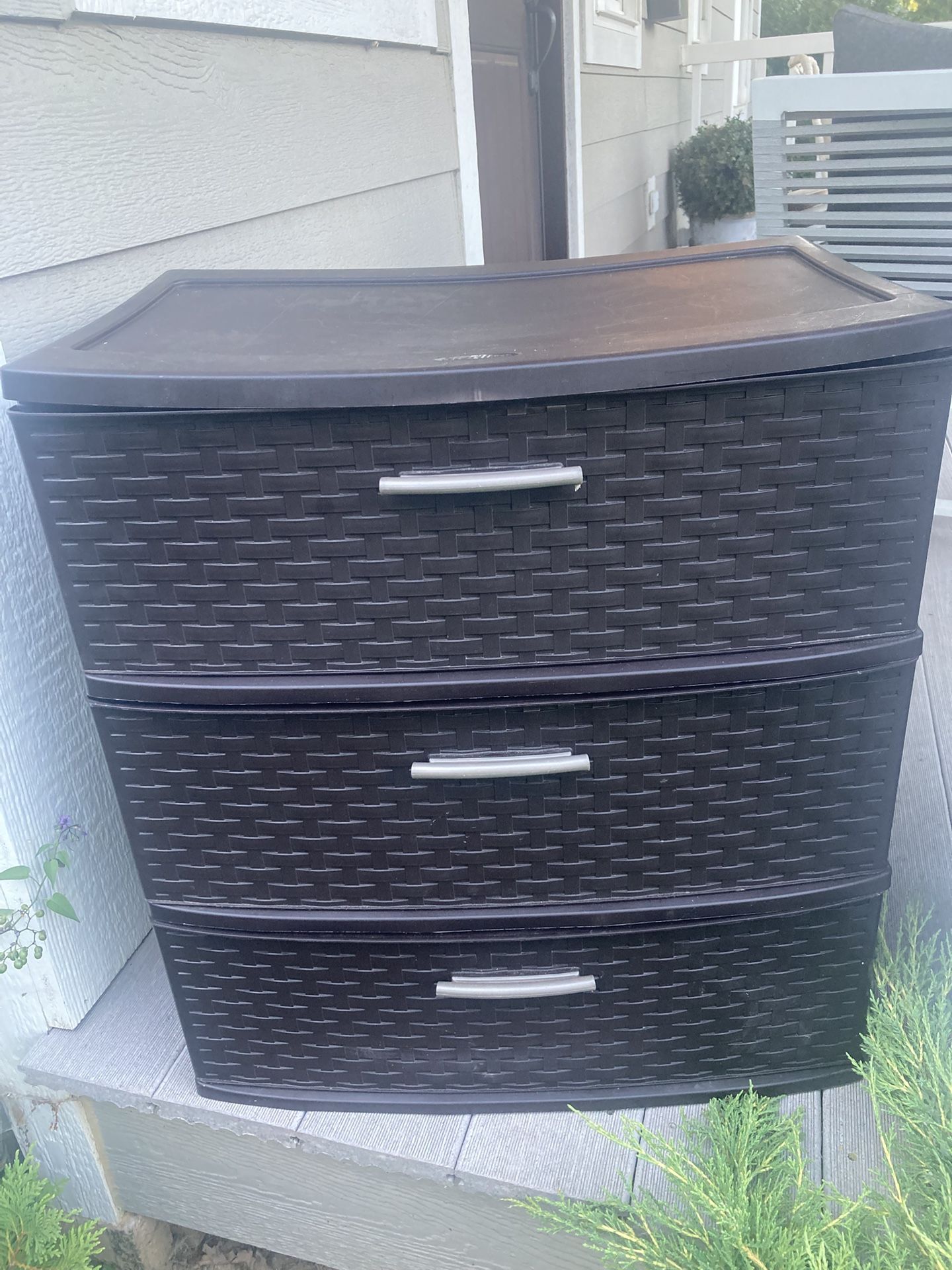 Indoor Outdoor Storage Weatherproof Small 3 Drawer Dresser Perfect For Entertaining Supplies Or Towels Or Clothes Or Toys