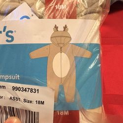 Carters 18 M Zip Up 1 Piece Jumpsuit Deer